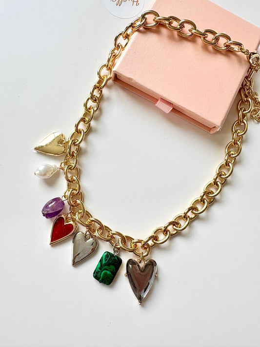 Collar corazones Charm colores