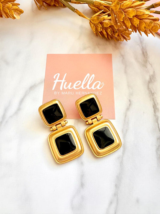 Aretes Vintage cuadrados negros