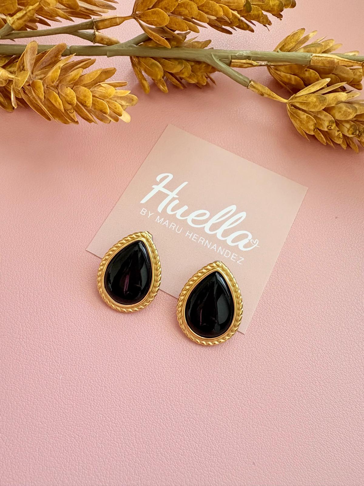Aretes vintage gotas negras