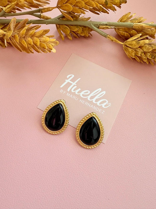 Aretes vintage gotas negras