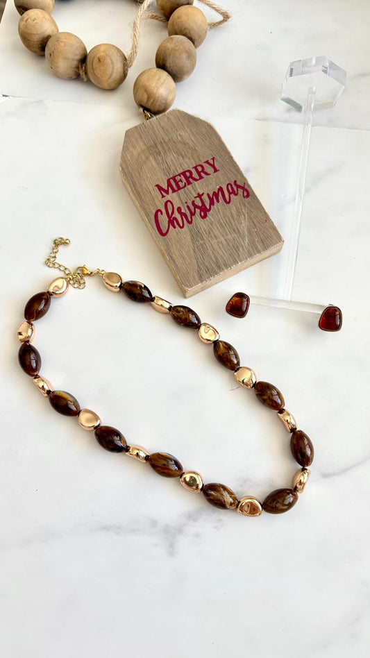 Juego de collar y aretes Brown