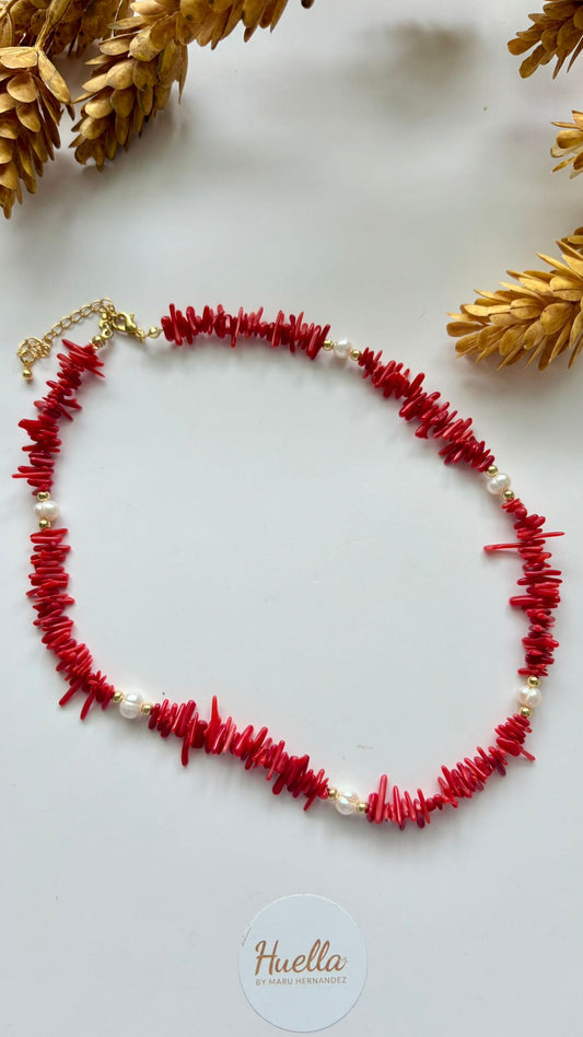 Collar Mini coral Rojo