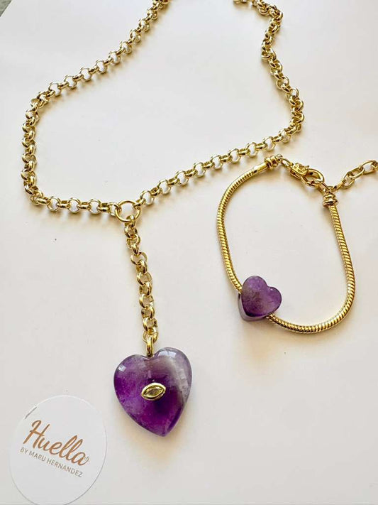 Cadena corazón amatista