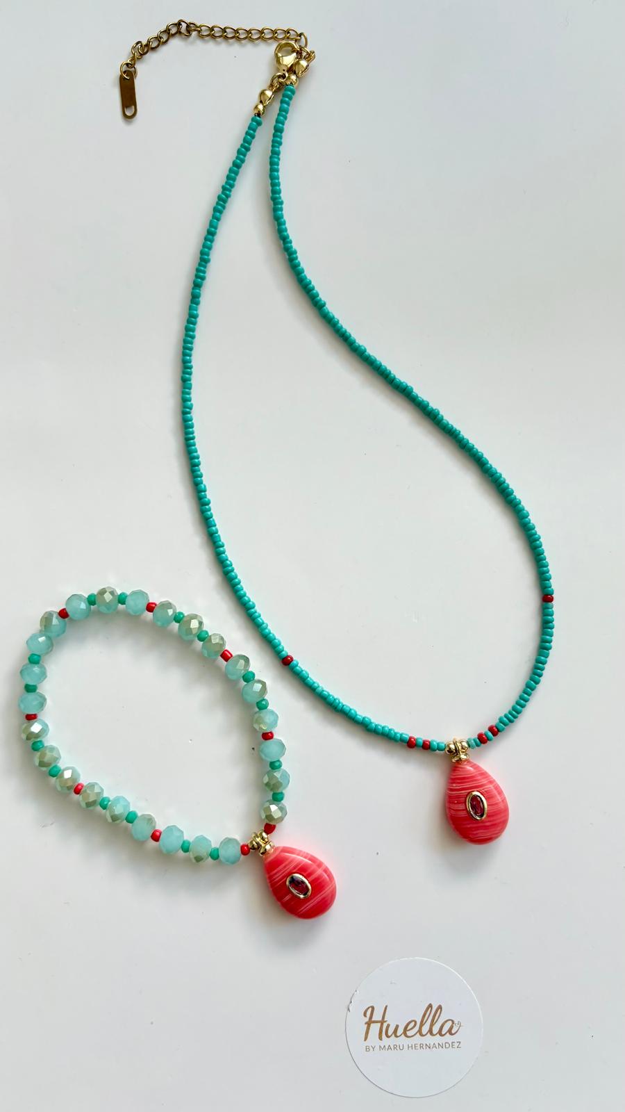 Brazalete y collar piedra Naranja