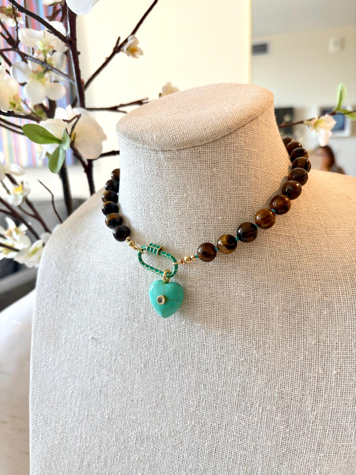 Collar ojo de tigre turquesa