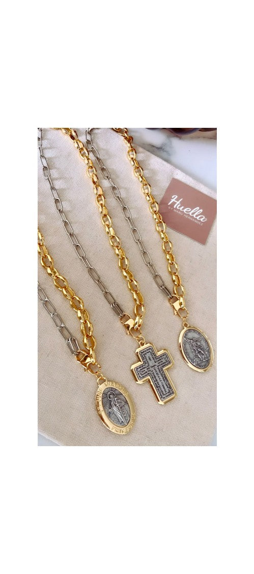 Cadena 2 tonos 2 broches